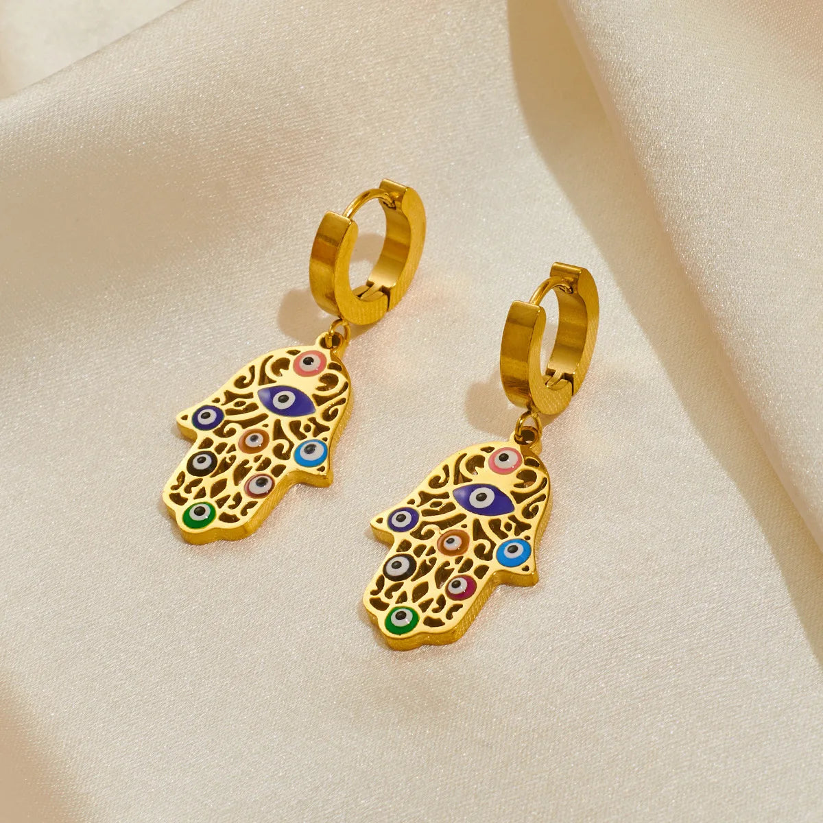 High Quality Fashion Stainless Steel Hand Necklace Earrings and Bracelet Set Women Exquisite Gold Jewelry Set