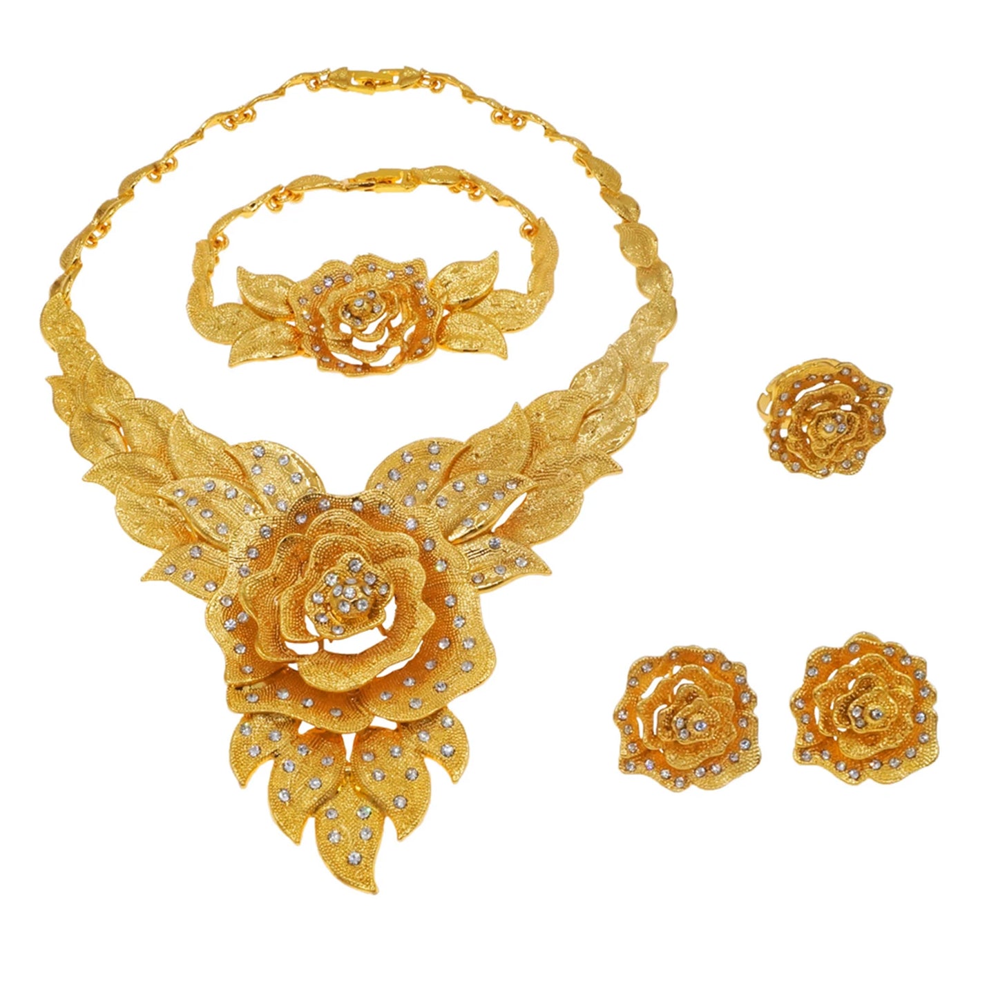 Zhuerrui High Quality Bridal Good Jewelry Set Fashion Rose Bead Necklace Jewelry Sets Simple Woman Festival Gifts DH2310025
