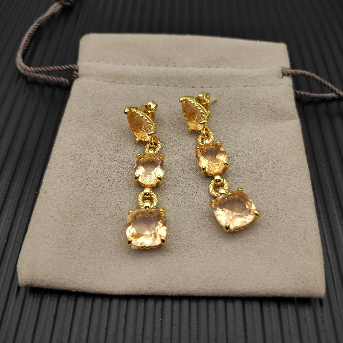 FASHIONISTA DY High-Quality Silver-Plated Colored Diamond Earrings. Gold-Plated Colored Gemstone Earrings. Jewelry.