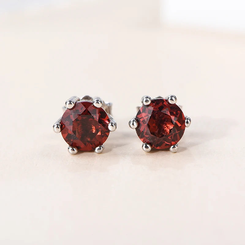 Gioiellieri Elegant Natural Garnet Stud Earrings, Gift Box Packed, Perfect Women's Day/Christmas Gift