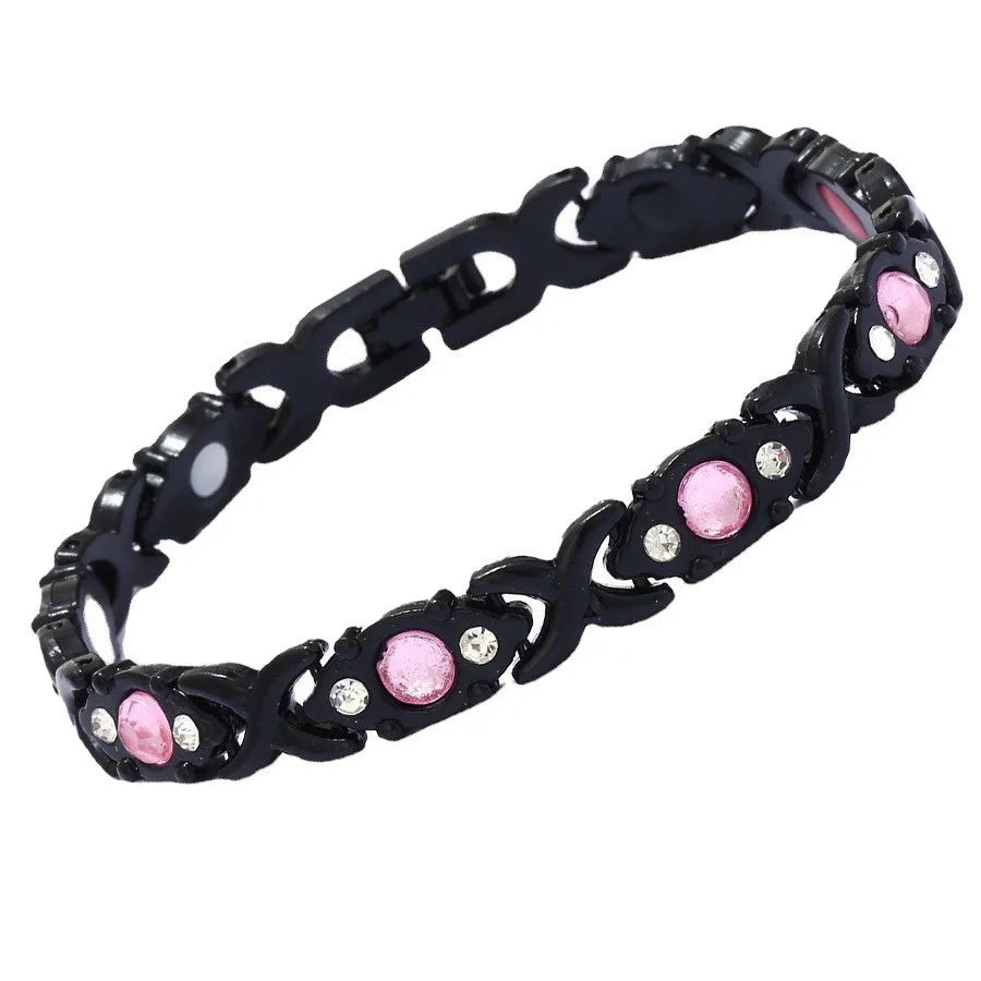 Euro-American Cross-border Hot-selling Magnetic Bracelet Stylish Luxury Lucky Clover Design Kevlar Natural Stone Single-Row