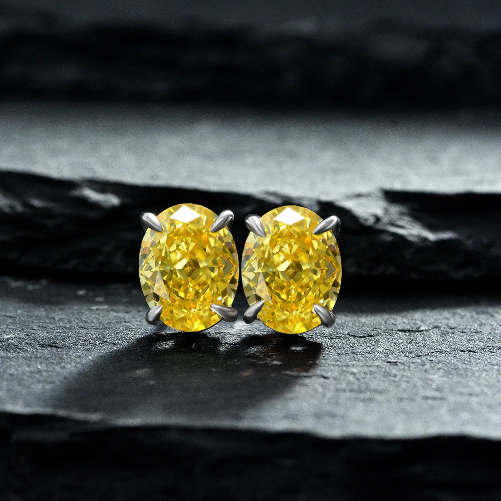 MUSHAN Jewelry Factory 925 Silver 7*9 Sea Blue High Carbon Diamond Earrings Popular European and American Fashion Accessory