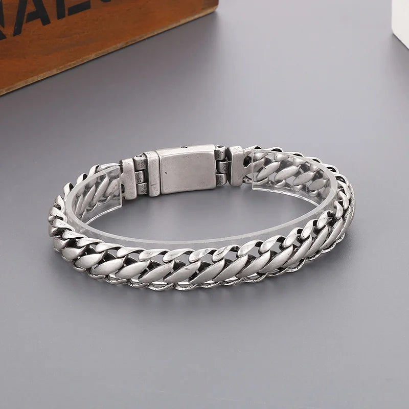 REBEL 220mm Casual Matte Surface Stainless Steel Links Bracelets for Man