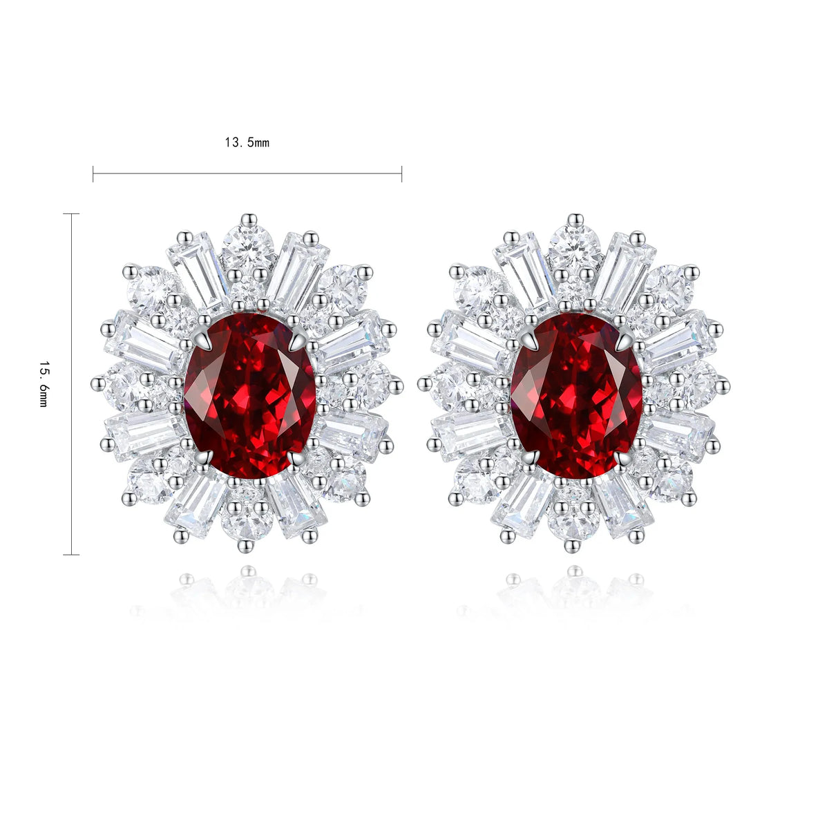 Gemfiori Anster High Quality S925 Lab Grown Ruby Earring Stud Dainty Gemstone Stud Earrings for Women Daily Wear Gift
