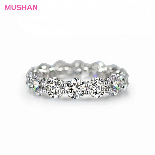 MUSHAN Jewelry Factory High Carbon Diamond Wedding Rings 925 Sterling Silver Ring Round Cut Zirconia Eternity Engagement Bands