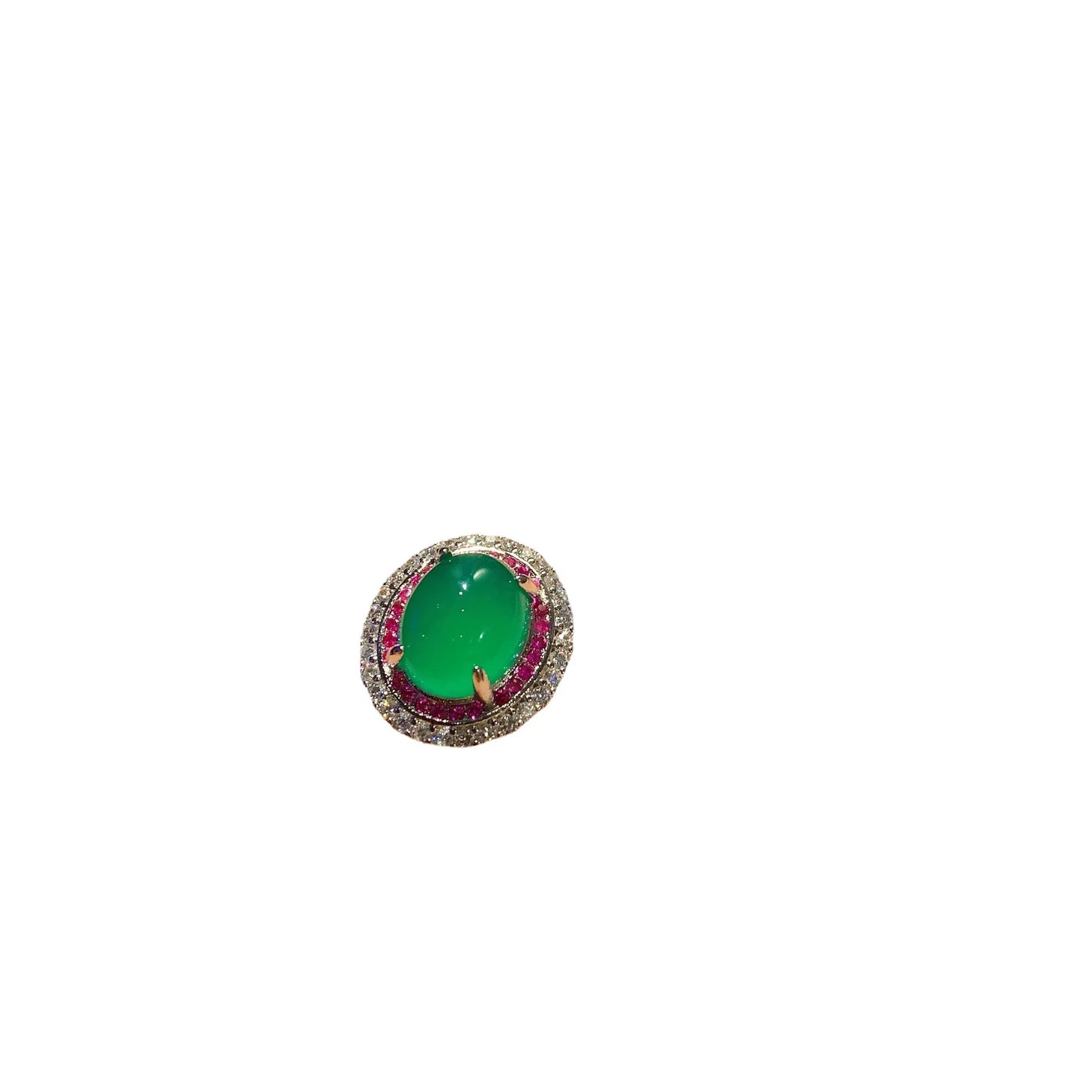 Fashion Eco-friendly Copper Jewellery Sets for Women High Quality 14mm Imitation Jade Zircon Premium Necklace Earrings Set