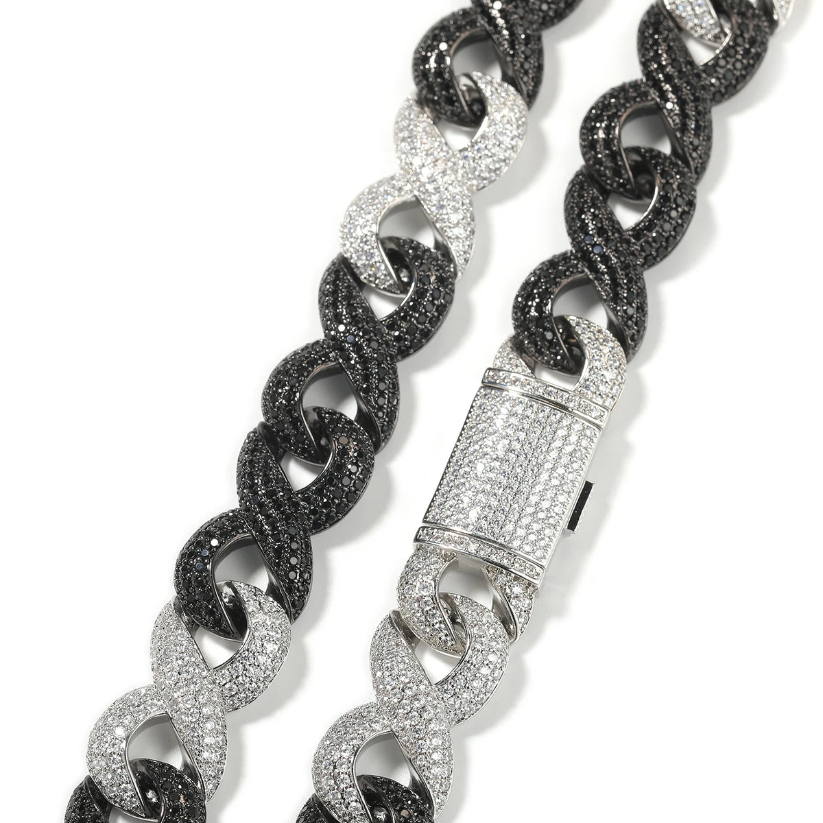 BiG-BOSS Wire Infinity Cuban Link Chain Platinum Plated Cuban Bracelet Necklace Hip Hop Iced Out Jewelry Cuban Chain with Black Zircon