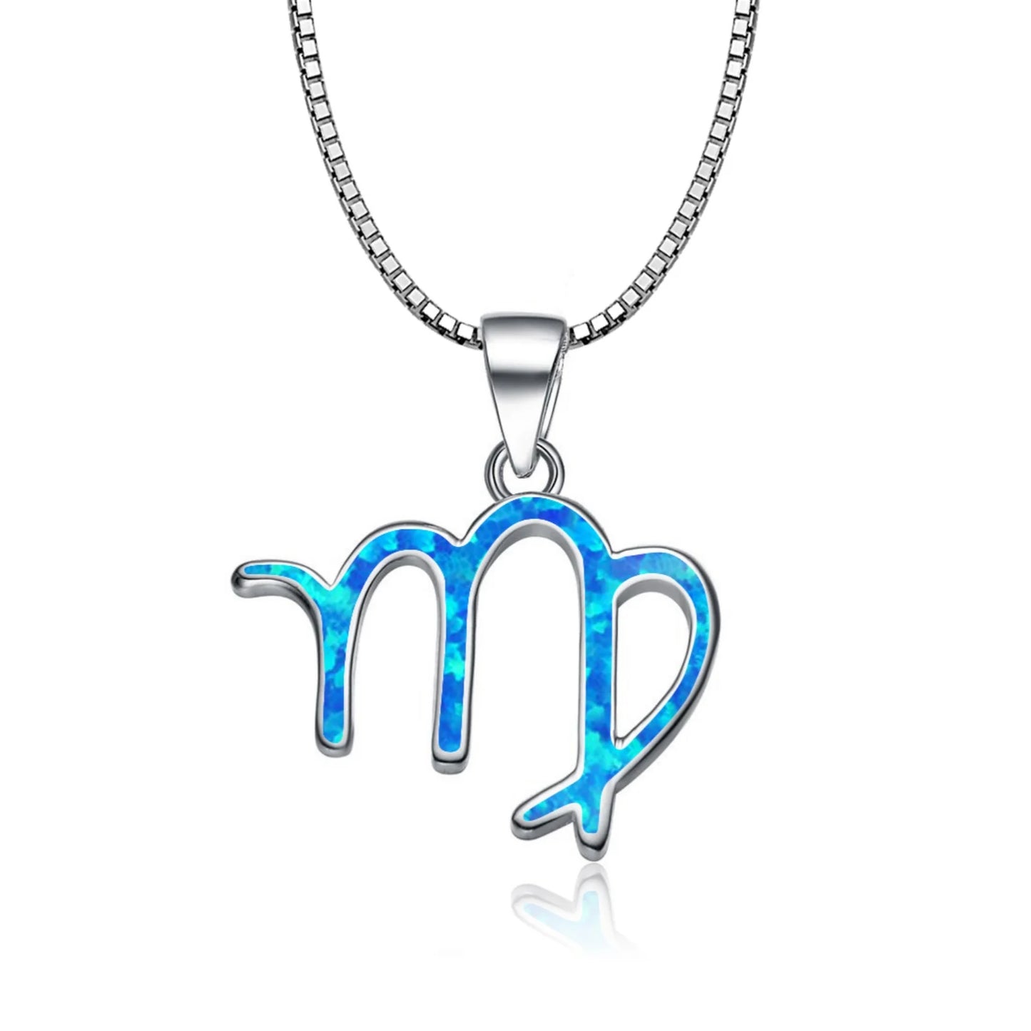 Dainty Scorpio Sign Necklace - Handcrafted Blue Fire Opal Silver Plated Hollow Zodiac Jewelry Bulk