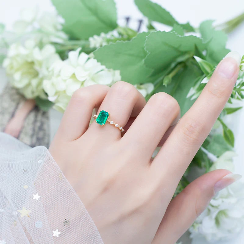 MSR-551 18k Gold Custom Women Jewelry Luxy Emerald Cut Lab Grown Gemstone Ring