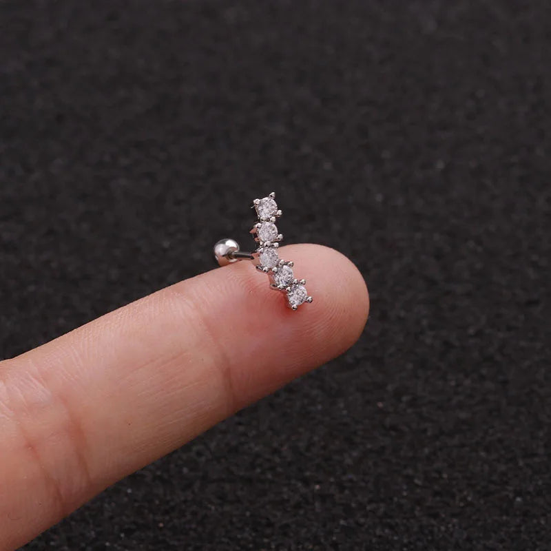 S&S 18K Gold Plated Zircon Stud Earrings | Stainless Steel Ear Bone Nail | S&S Collection