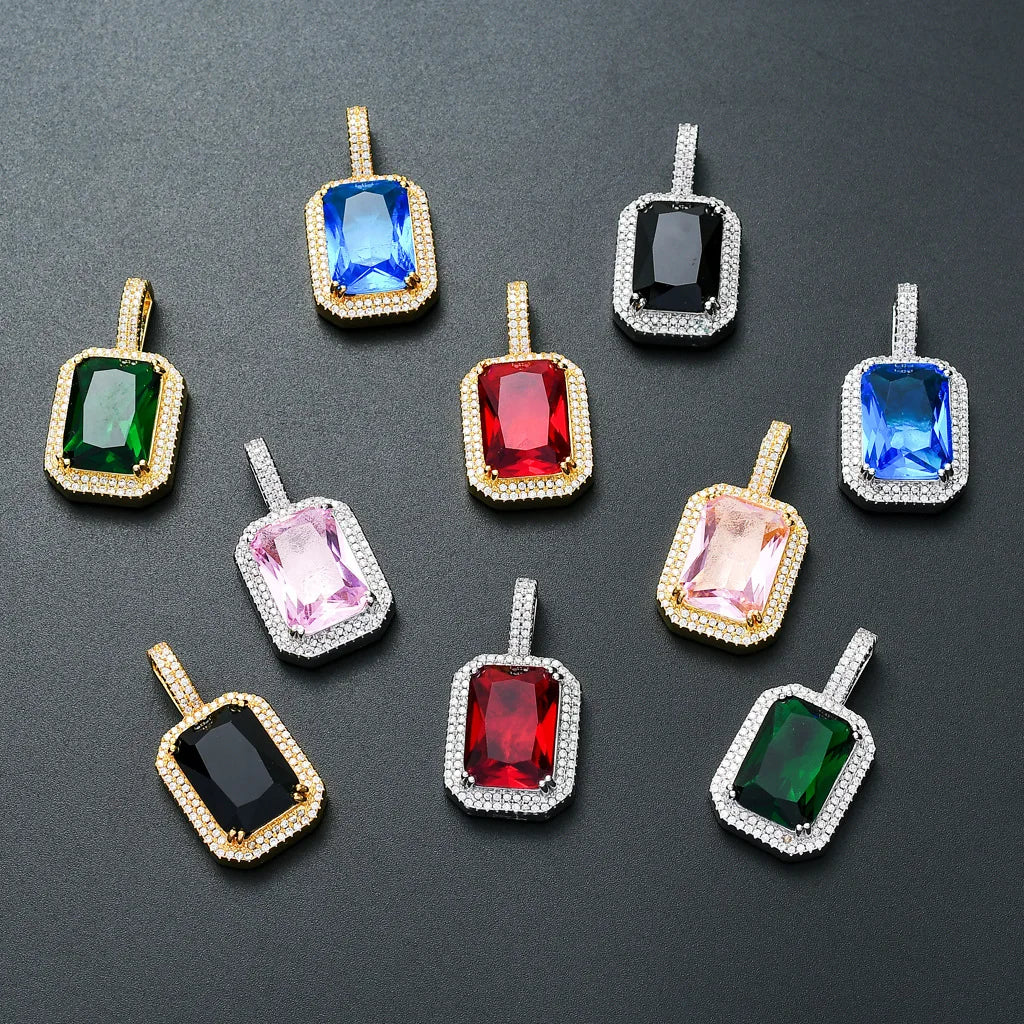 S&S Colourful CZ Geometric Pendant Necklace | Gold & Silver | S&S