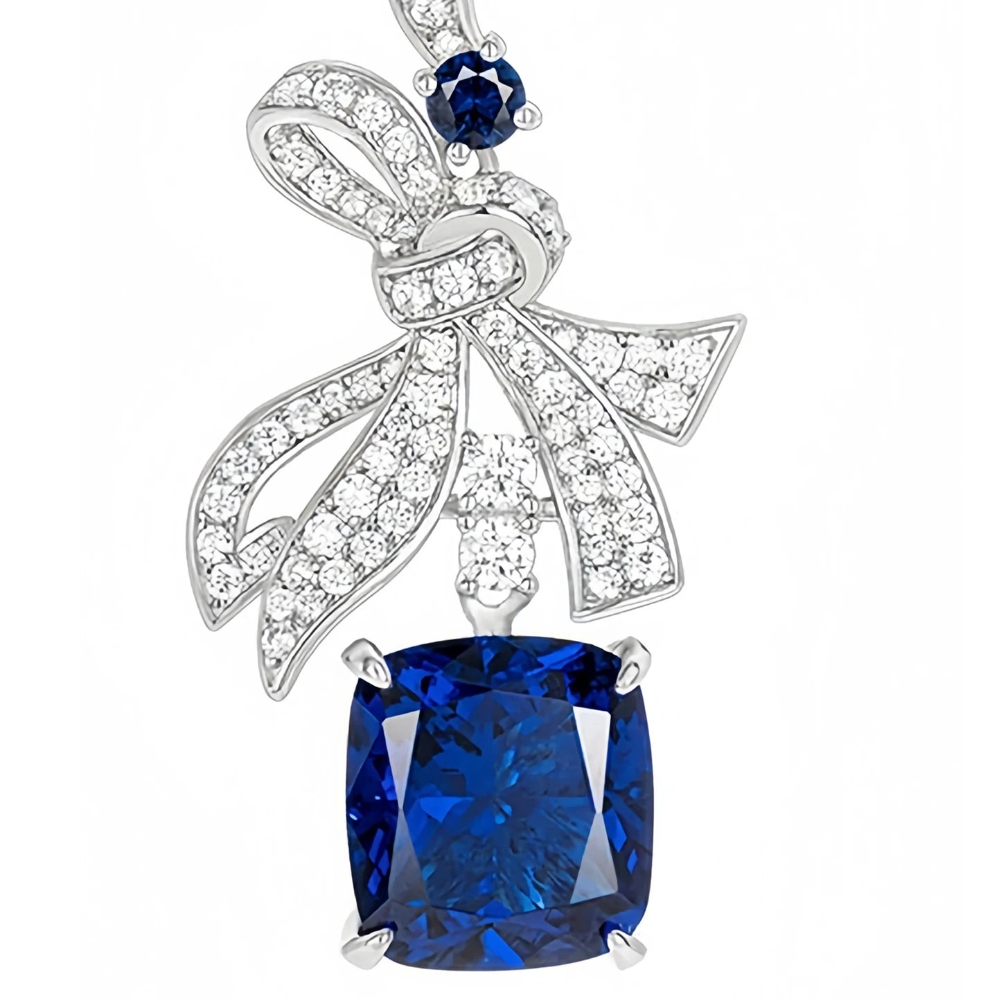 MUSHAN Jewelry Factory GRC Lab Grown Gemstones Sapphire and High Carbon Diamond Charm Drop Earrings 925 Silver Jewelry Earrings