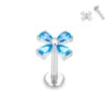ASTM F136 Titanium 16G Internal Thread Zircon Inlay Labret Flat Back Lobe Helix Tragus Moon Cross Earrings Piercing Jewelry