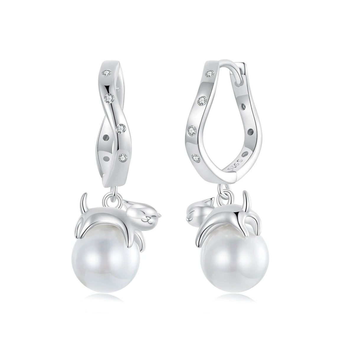 S&S 925 Silver Zircon Charm Earrings – Heart, Star, Butterfly & More – Platinum Plated – Collection
