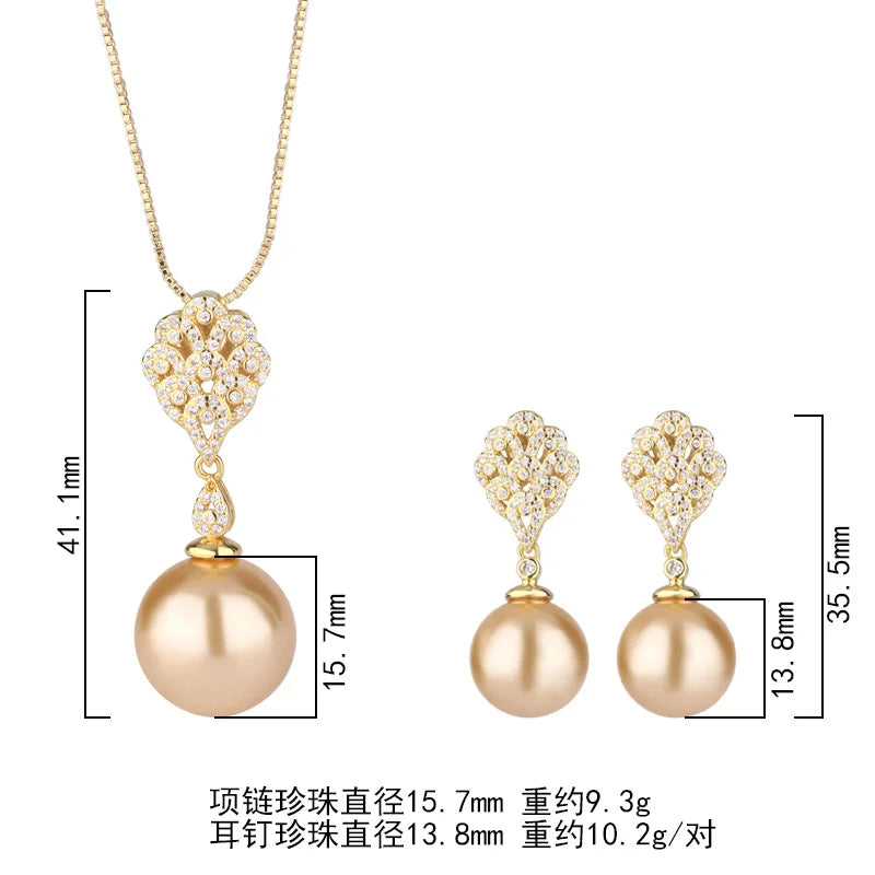 Gemfiori Korean Version of the New Exquisite and Compact Pearl Pendant Earring Set Fashionable and Luxurious Elegant Accessories
