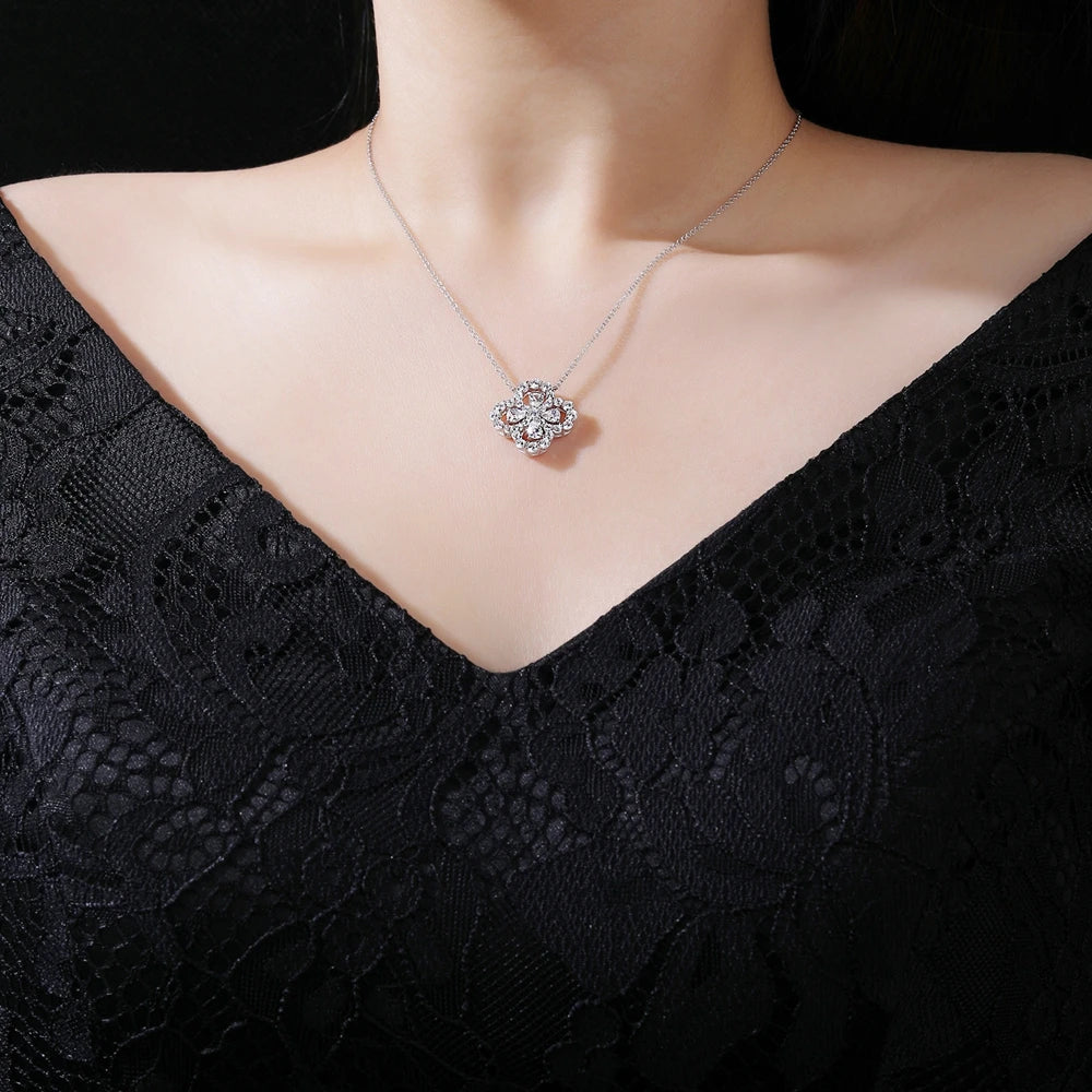 MUSHAN Jewelry Factory S925 Sterling Silver Four Leaf Clover Necklace for Women High Carbon Diamond Electroplated Gold Jewelry