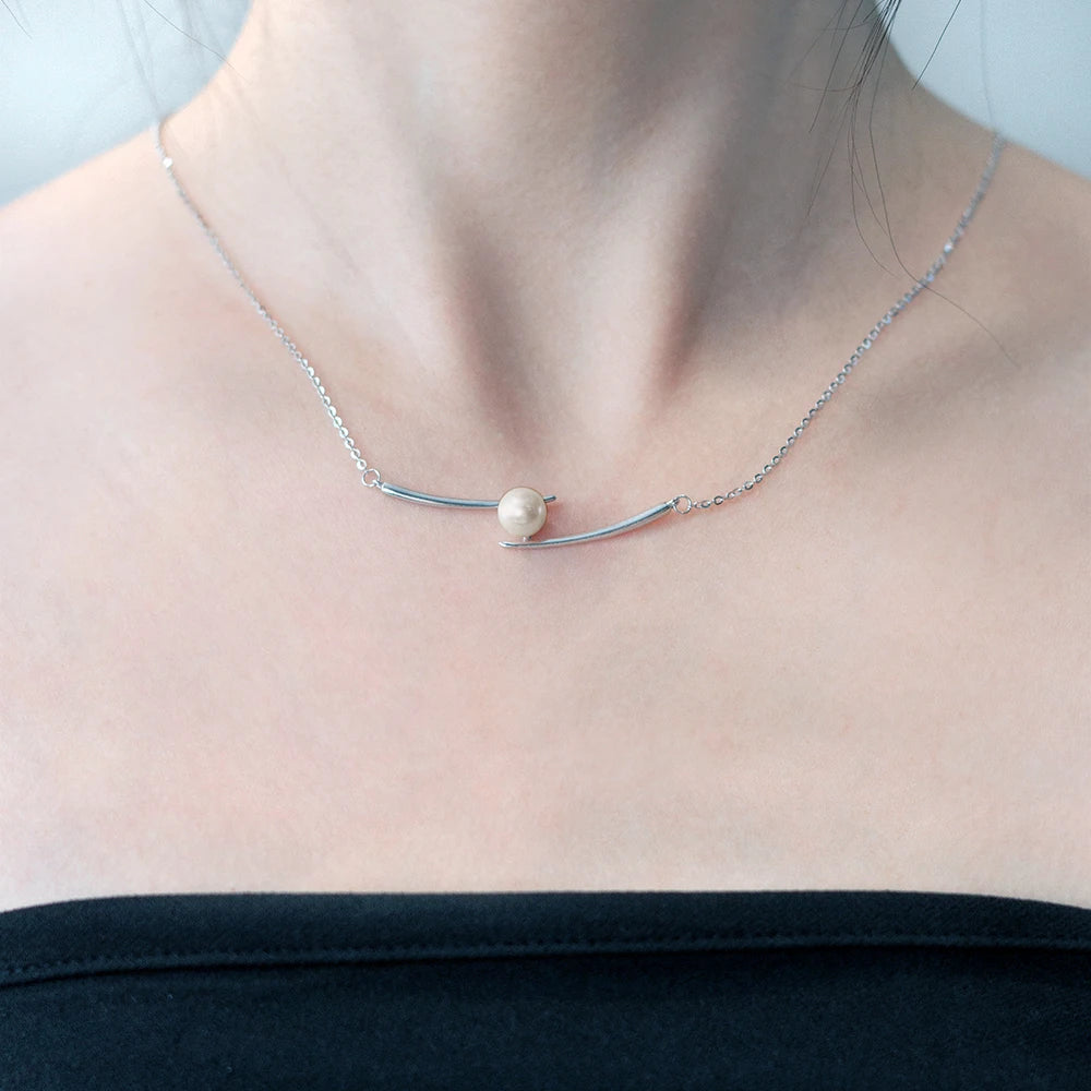 Akoya Pearl Platinum Plated NGTC Certified AAAAA Natural Seawater Round Pearl 925 Silver Unisex Fashion Necklace