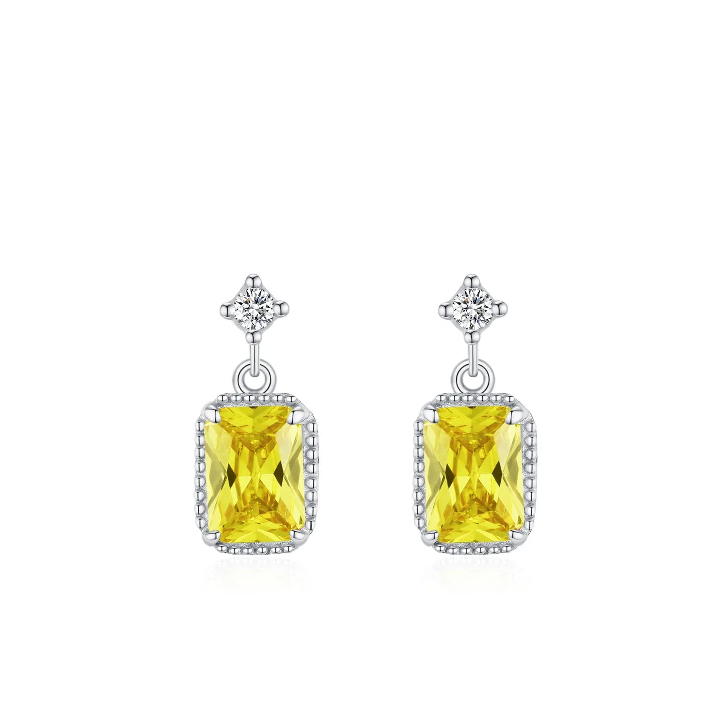 925 Sterling Silver Luxury Olive Yellow Diamond Pendant Necklace Earrings Elegant Fashion Jewelry Set Gift Set