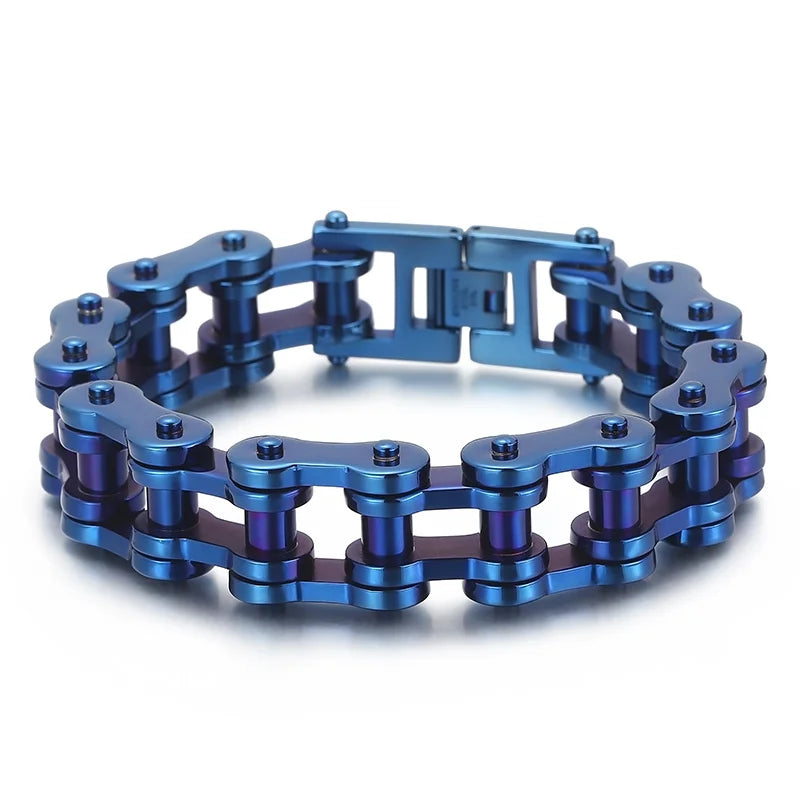 VIKING Mens Vintage Bike Chain Bracelet – Multi-Colour Stainless Steel