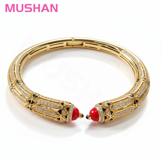MUSHAN Jewelry Factory 925 Sterling Silver Bangles Bracelets Jewelry Red Coral Blue Turquoise Cuff Bracelet Bangle for Women