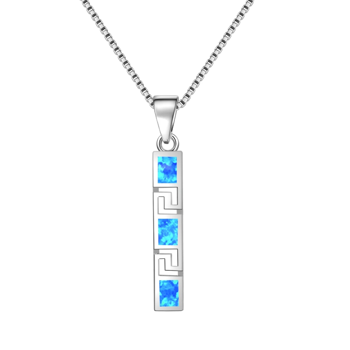 Geometric Copper Opal Box Chain Silver Plated Christian Minimalist Lariat Necklace Aobao Trendy Gift