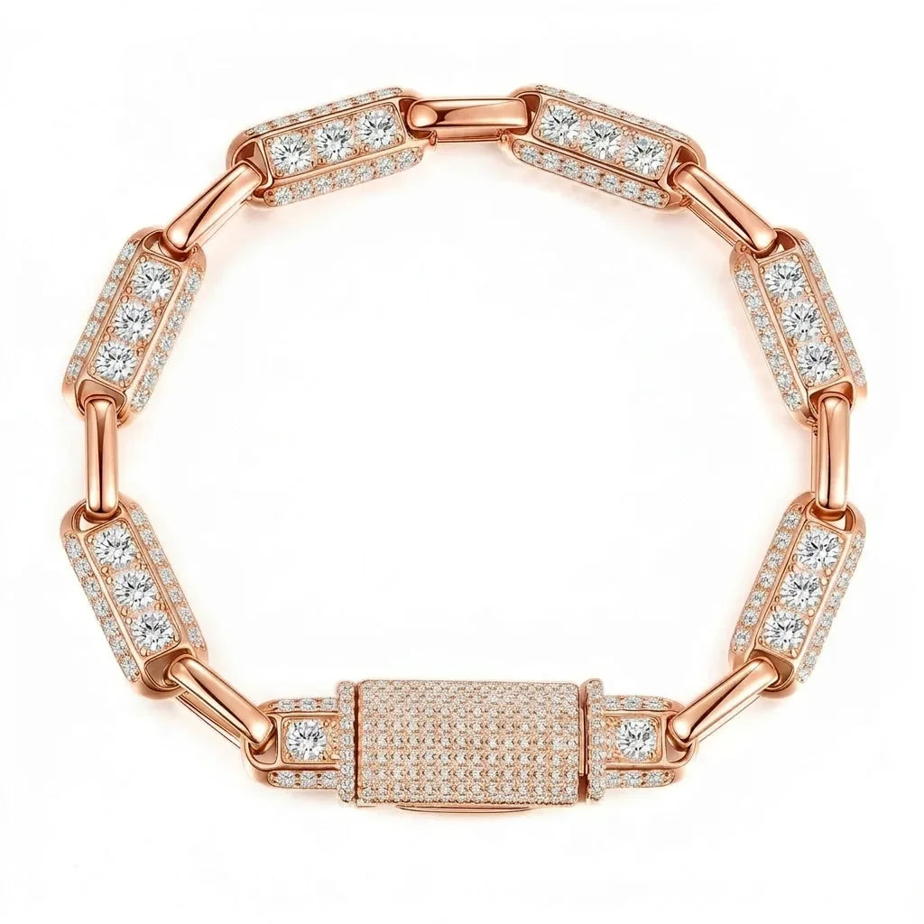 ArtistA Hip Hop Butterfly Buddhism Moissanite S925 Silver Bracelet 18K Gold Plated Heavy Iced Out for Men & Women Streetwear