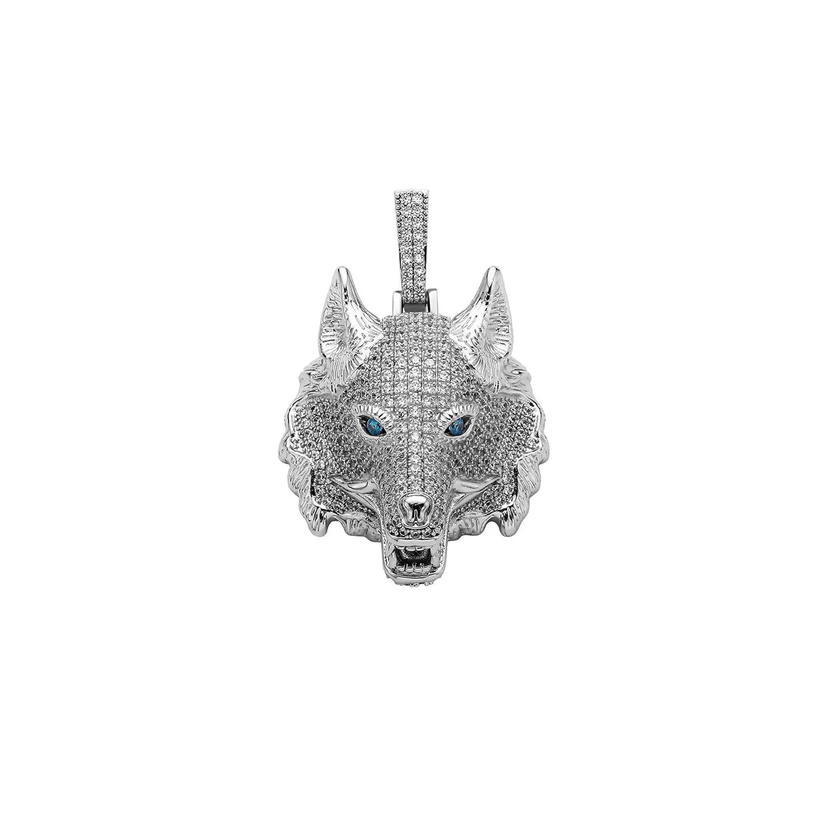 Wolf Head Phone Jewelry on the Back New European and American Hip Hop Zircon Pendant 14K Gold Jewelry