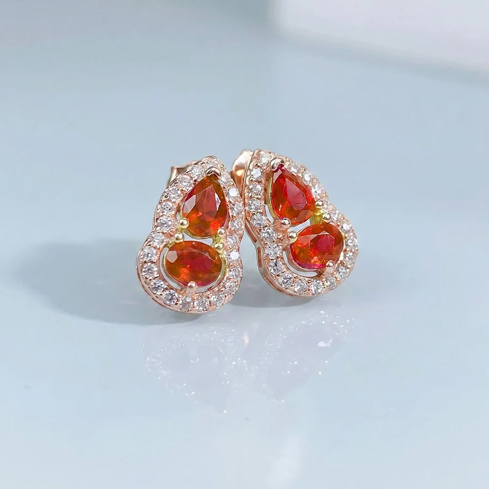 Gioiellieri Natural Red Sapphire Earrings 925 Sterling Silver Stud Earrings with Pigeon Blood Red Oval Cut Gemstone for Women Luxury Jewelry