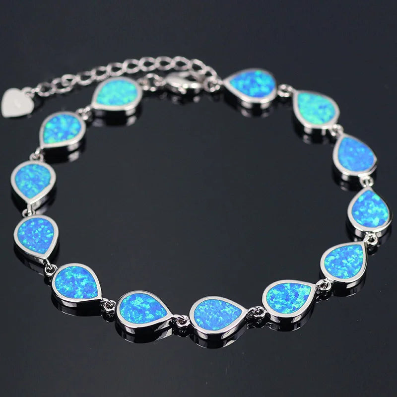 Trendy Hawaiian Vibe Brass Beaded Geometric Christian Opal Bracelet Dual Style Egg & Teardrop Jewelry for Women