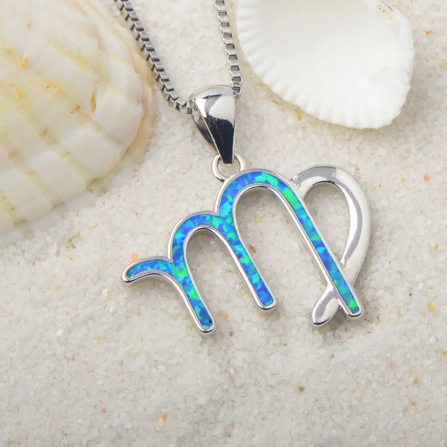 Capricorn Zodiac Pendant - Blue Opal Inlaid Silver Plated Horoscope Jewelry for Women Wholesale