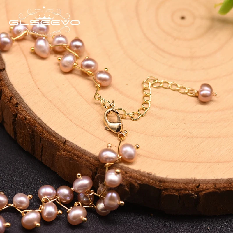 Fashion Natural Fresh Water Pearl Double Layer Necklace for Women Wedding Gift Handmade Necklace