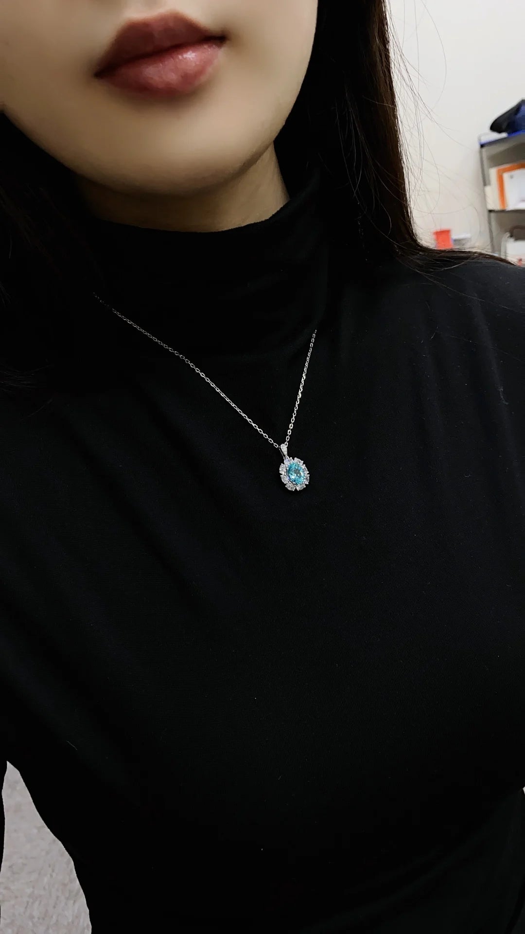 Gemfiori Anster 925 Sterling Silver High-quality Cultivated Paraiba Necklace - Suitable for Parties or As a Gift