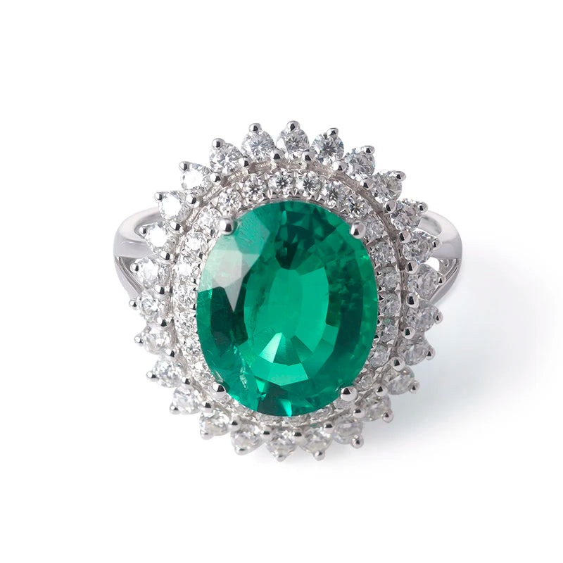 Gemfiori Messi Jewelry European and American White Gold Jewelry Women Man 4CT Egg Emerald Custom Engagement and Wedding Ring