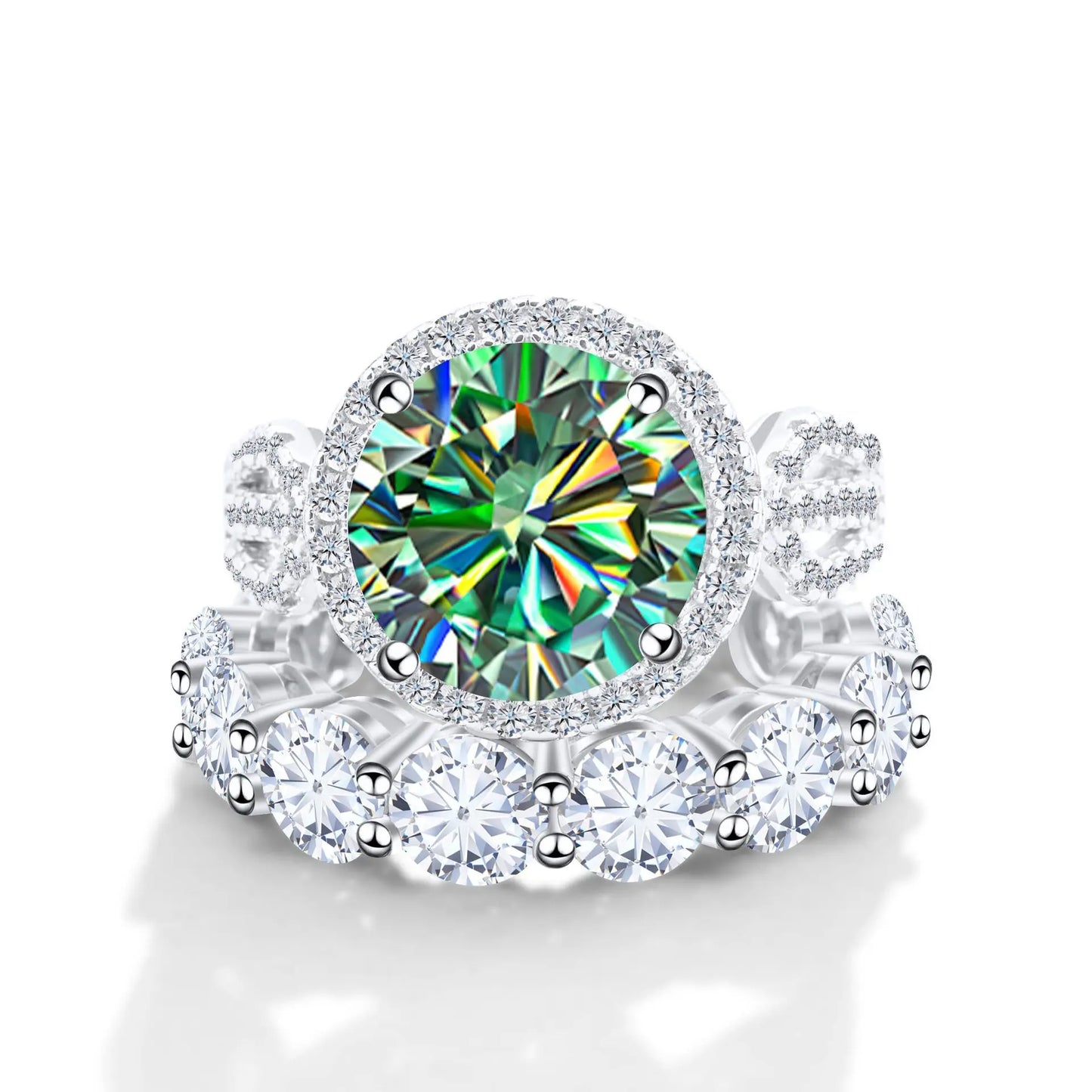 Wholesale Fine Luxury Jewelry Women Red Rings with 12 Carat GRA Certificate Big diamond Moissanite 925 Sterling Silver Ring Sets