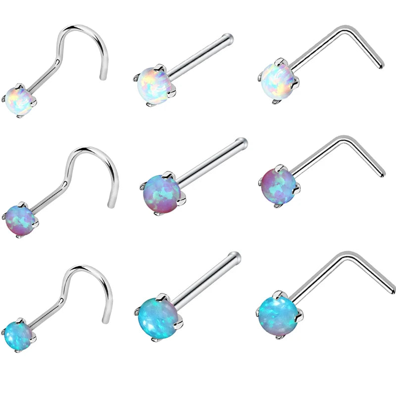 S&S Opal Star Segment Nose Ring Set | Stainless Steel Septum Piercing