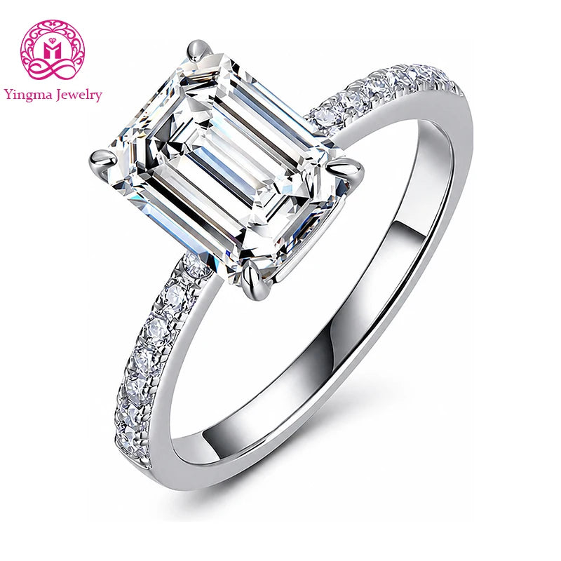 Gioiellieri Elegant Emerald Cut Lab Grown Diamond Ring 3CT D VVS2 9K 10K 14K 18K White Gold/Yellow Gold/Rose Gold Women Fine Fashion Jewelry