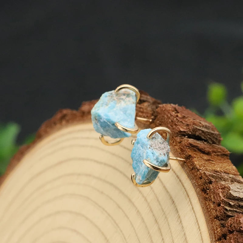 Wholesale Minimalist Turquoise Paw Natural Stone Crystal  Modern Women's Designer Earrings Fashion Luxury Earrings Jewelry