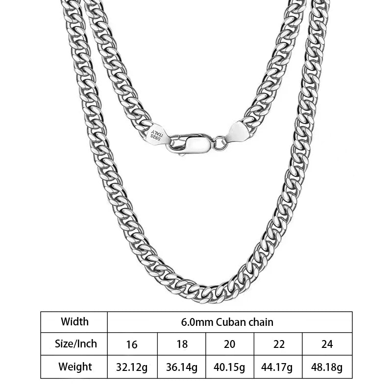 S&S 925 Sterling Silver Diamond Cut Cuban Chain Necklace | 10 Widths × 5 Lengths