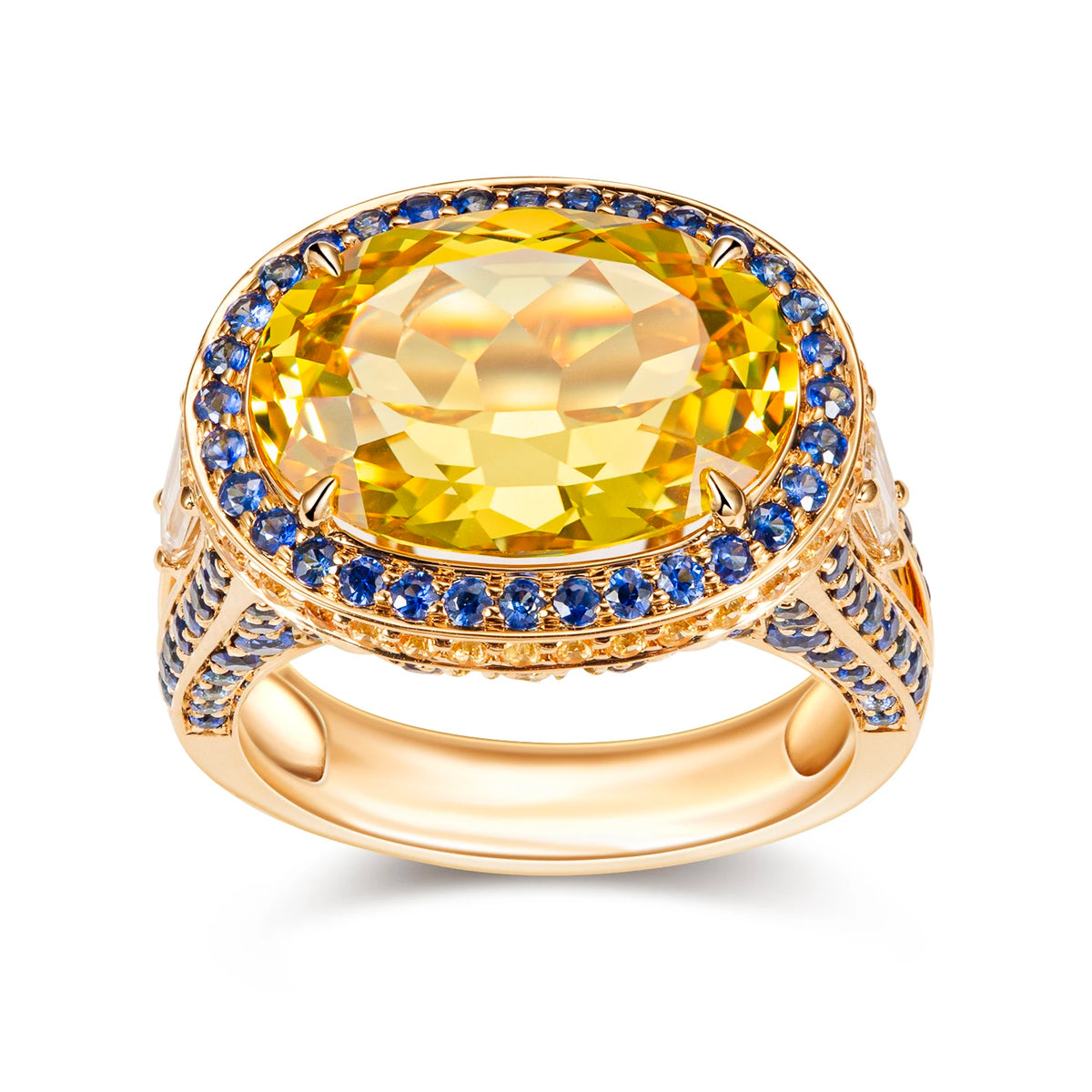 Gemfiori MSR-1511 18K Gold 10x14mm Oval Lab Yellow Sapprie Luxury Engagement Ring Lab Grown Diamond Ring