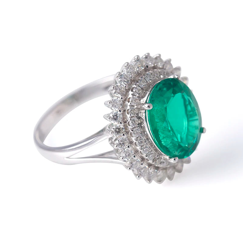 Gemfiori Messi Jewelry European and American White Gold Jewelry Women Man 4CT Egg Emerald Custom Engagement and Wedding Ring