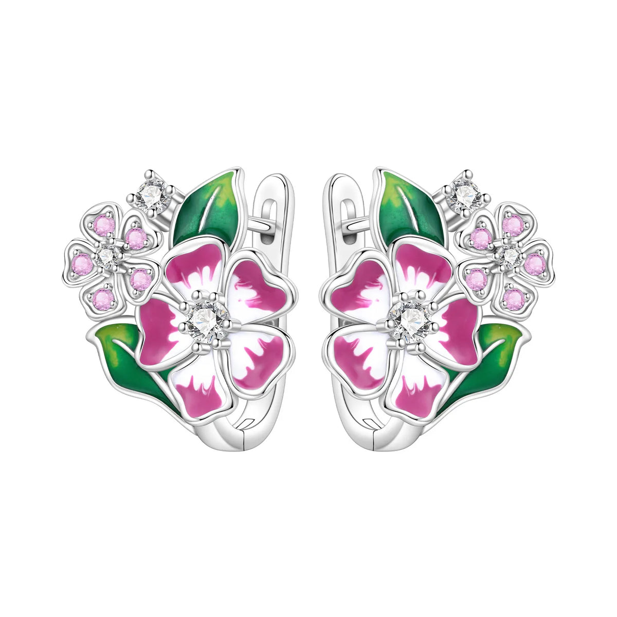 S&S Silver Plated Zircon Flower Drop Earrings | 16 Colours