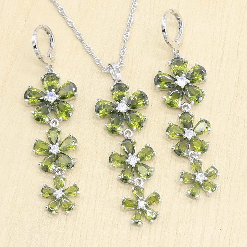 XOTICA Silver Fashion Jewelry Set for Women Includes Earrings Rings Necklace Pendant Zircon Main Stone for Weddings Birthdays