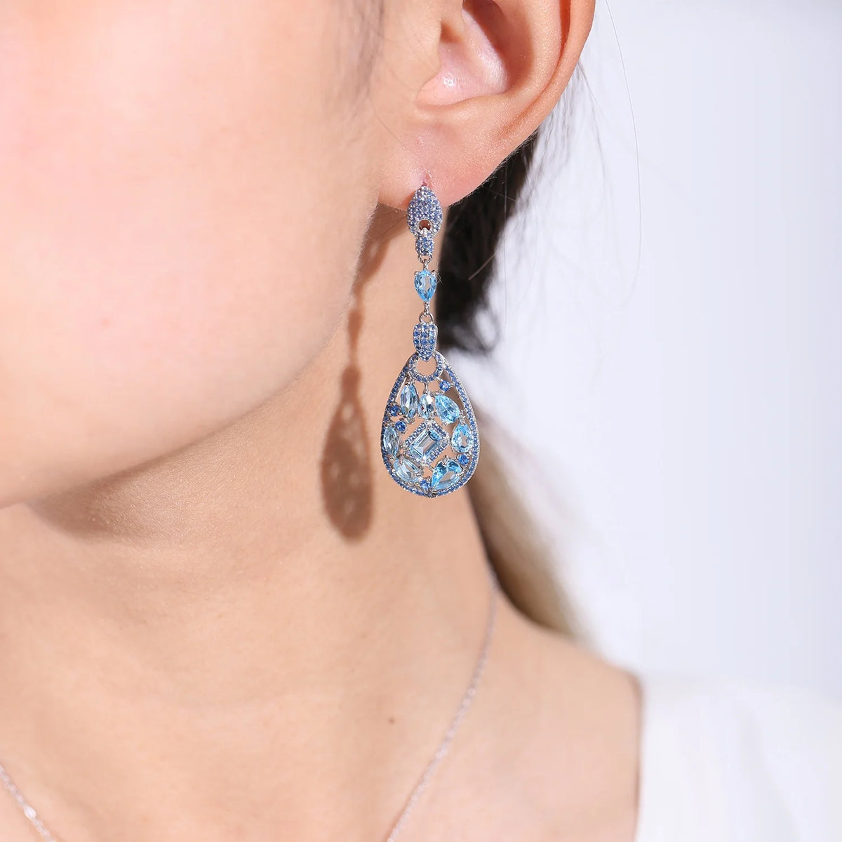 ArtistA Abding Exquisite Fancy High Quality 925 Sterling Silver Natural Swiss Blue Topaz Women's Jewellery Set Austrian