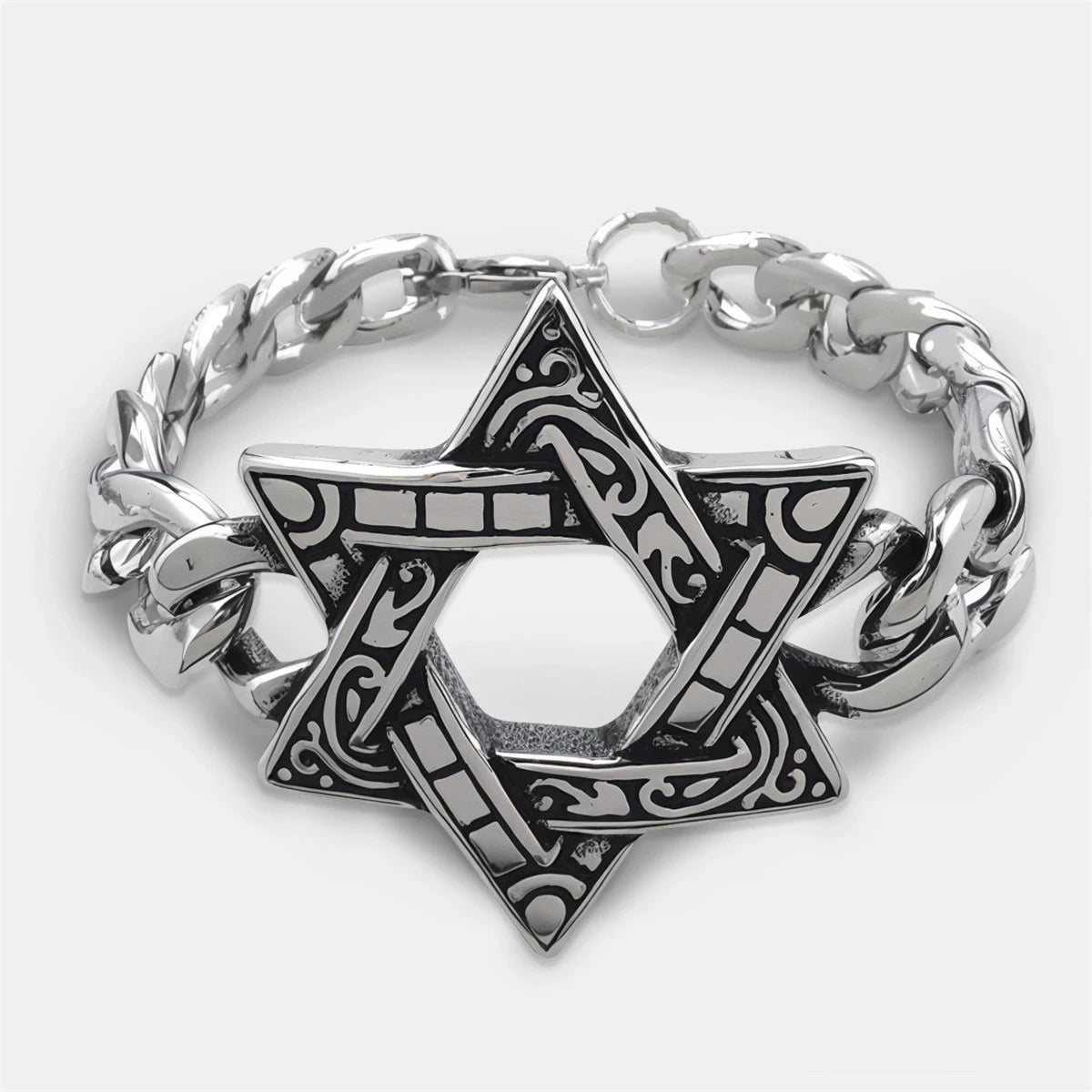 Vintage Men's Stainless Steel Bracelet Gothic Skull Celtic Knot Cross Cuban Chain Woven Braid Street Style Jewelry Gift