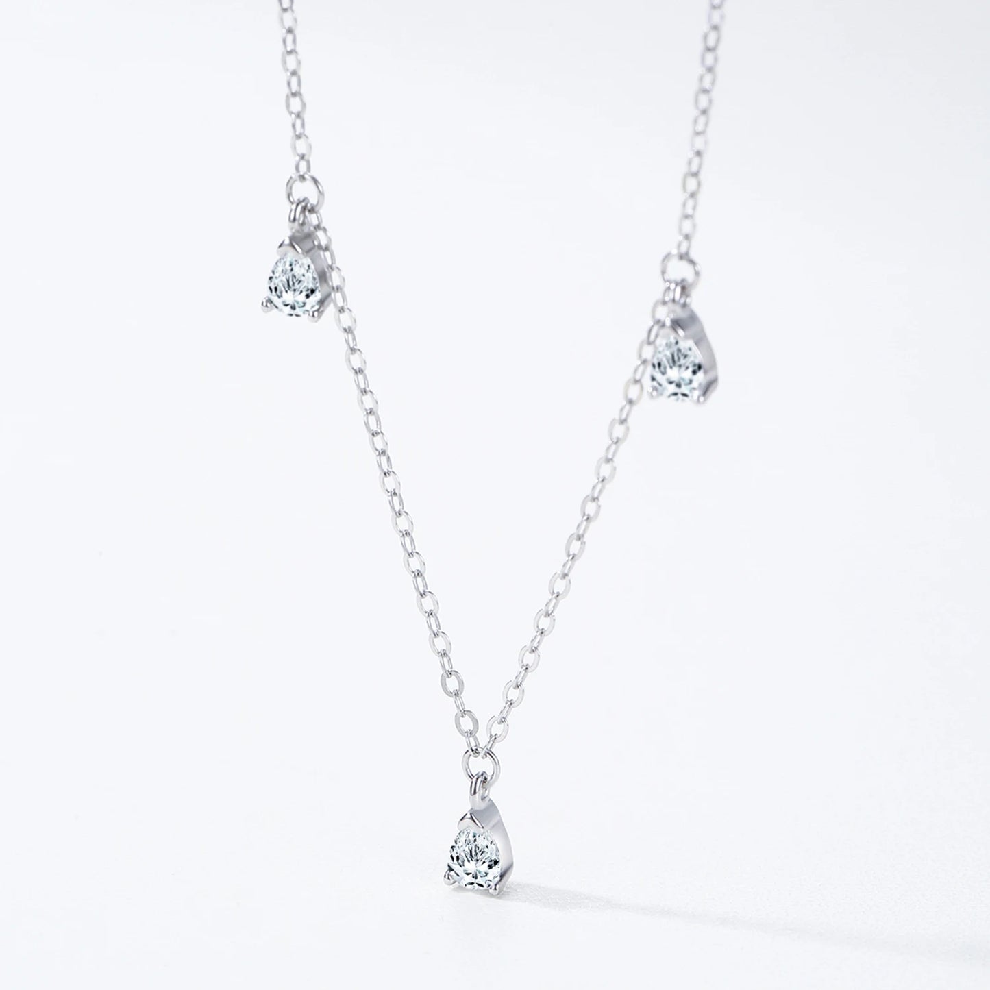 Ailmay 925 Sterling Silver Droplet Shaped Necklace Earring Jewelry Set for Women Wedding Engagement Jewelry Gift