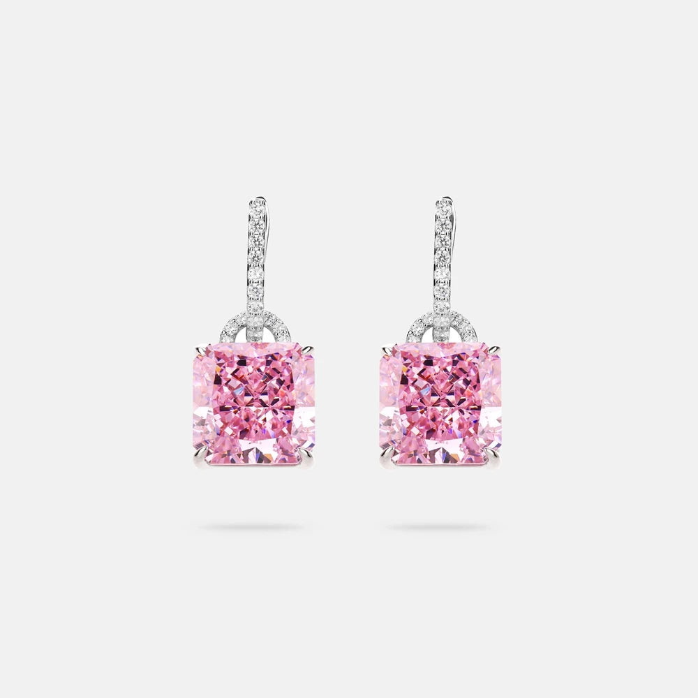 MUSHAN Jewelry Factory Pure Silver Stud Earrings Light Luxury Electroplated White Gold Pink Diamond Jewelry Earrings