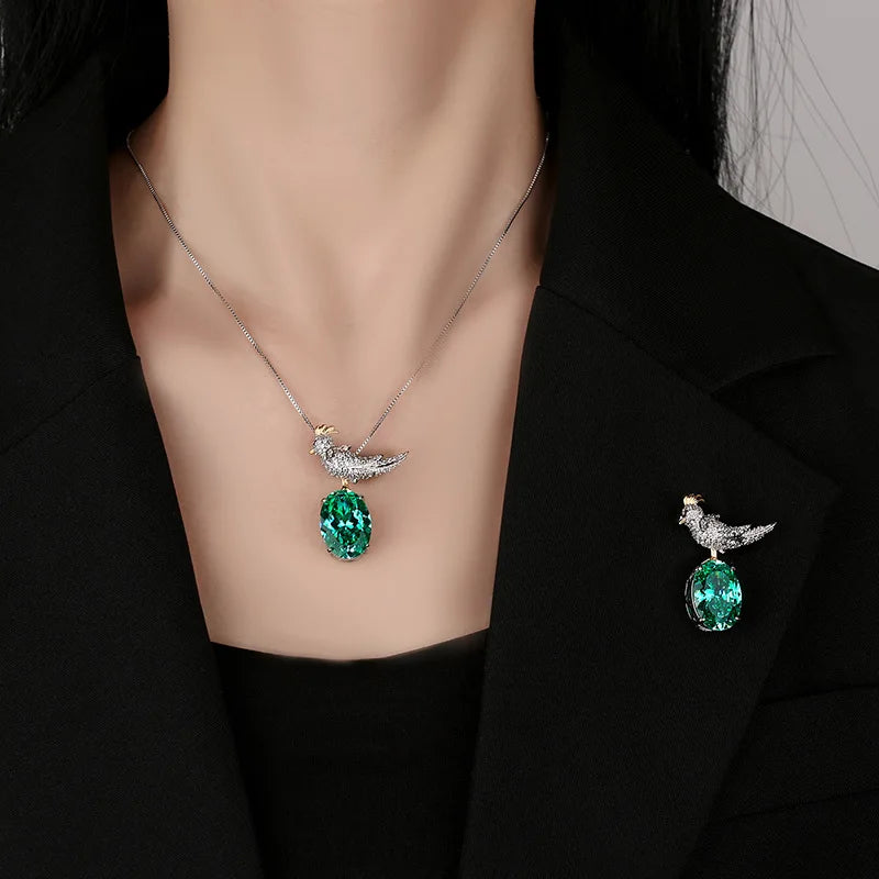 REDheart Women's High-quality Copper Brooch Fashionable square Zircon Magpie Necklace Brooch Party Engagement Cute Gift