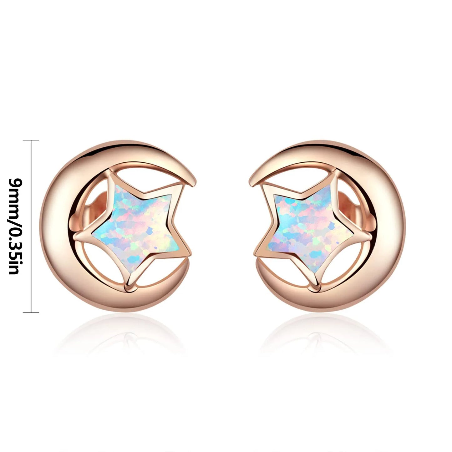 Tiktok Viral Hawaiian Star Moon Earrings White Opal Studs Dainty Protein Stone Jewelry for Women