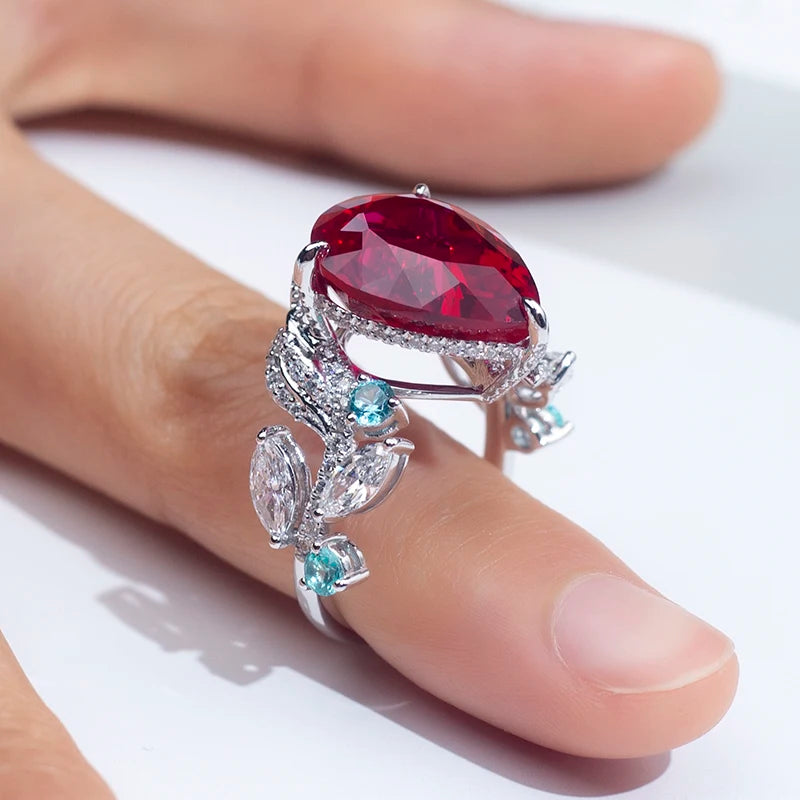 Gemfiori Messi Jewelry MSR-1539 Luxury PT 950 Stackable Ring Lab Gemstone