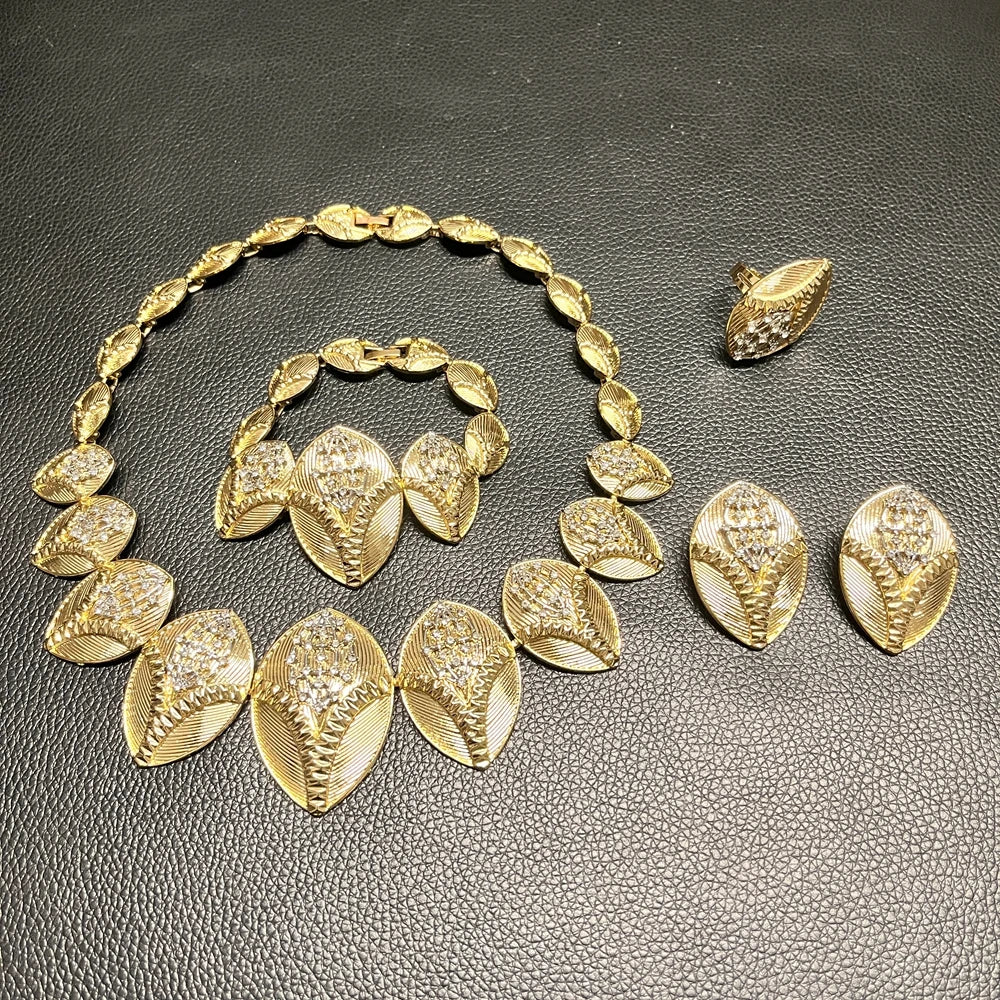 Italian Jewelry Set Alloy Brazilian Jewelry Sets Wedding Party Pendant Spiral Necklace Bracelet Ring Earrings Jewelry Set I0113